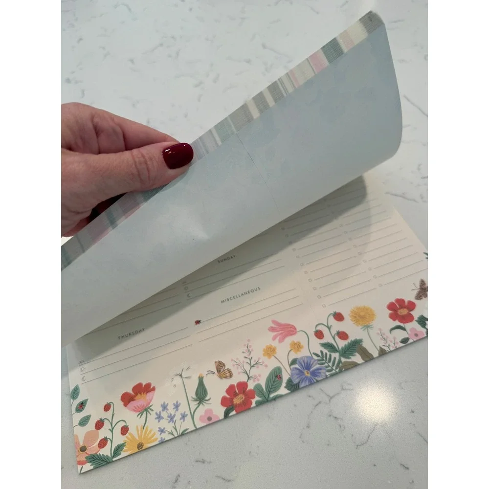 Rifle Paper Co Strawberry Fields Weekly Meal Plan Notepad Shopping List Floral